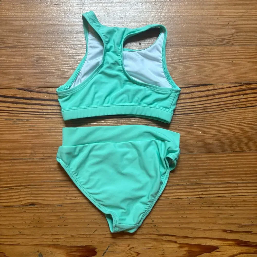 Infamous pastel green racer back girls swimsuit SIZE 4‎